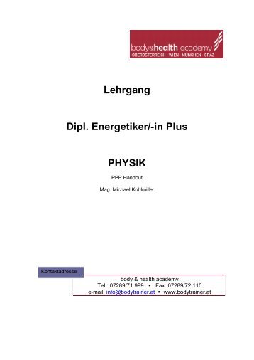 Lehrgang Dipl. Energetiker/-in Plus PHYSIK