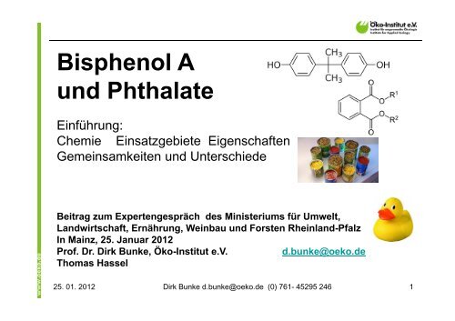 Bisphenol A und Phthalate - Ministerium für Umwelt, Landwirtschaft ...