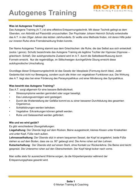 Autogenes Training Text Zum Vorlesen