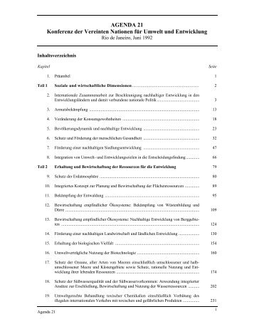 AGENDA 21 Konferenz der Vereinten Nationen für Umwelt und ...