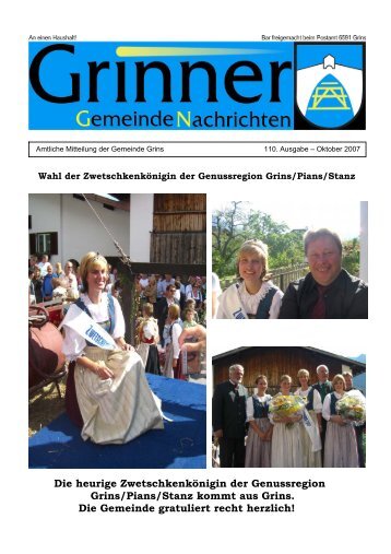 Grinner Gemeinde Nachrichten (0 bytes) - Grins - Land Tirol