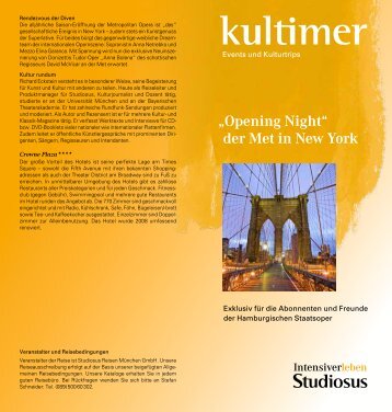 „Opening Night“ der Met in New York - Hamburgische Staatsoper