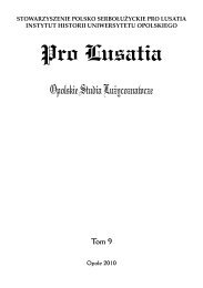 Pro Lusatia - Instytut Historii Uniwersytetu Opolskiego - Uniwersytet ...