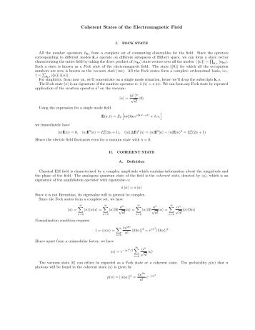 Coherent States of the Electromagnetic Field