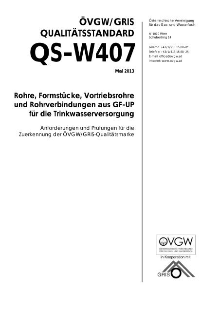 Geschleuderte Rohre, Rohrverbindugnen und Formstücke ... - GRIS