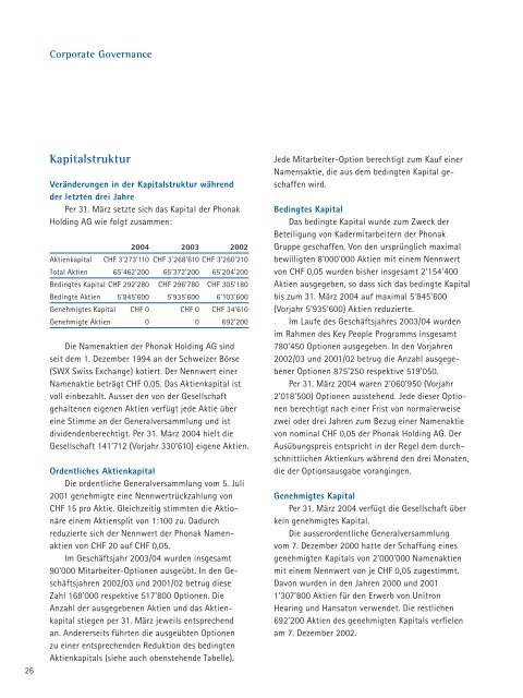 Geschäftsbericht 2003/04 - Sonova