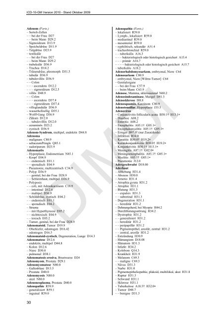 ICD-10-GM Version 2010 Alphabetisches Verzeichnis ...