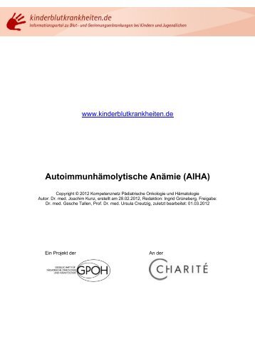 Autoimmunhämolytische Anämie (AIHA) - Kinderblutkrankheiten