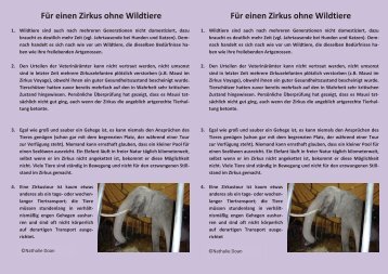 Flyer Wildtiere in Zirkussen - Braunschweig Vegan