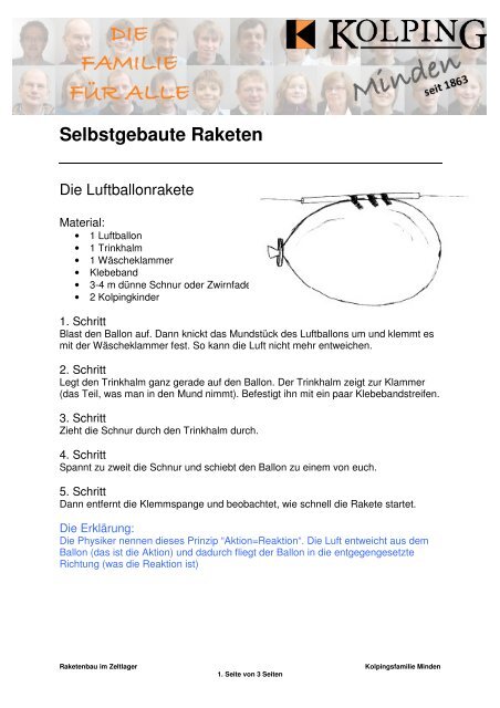 Selbstgebaute Raketen - Kolping Minden