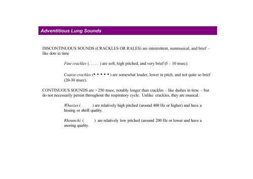 Adventitious Lung Sounds Chart