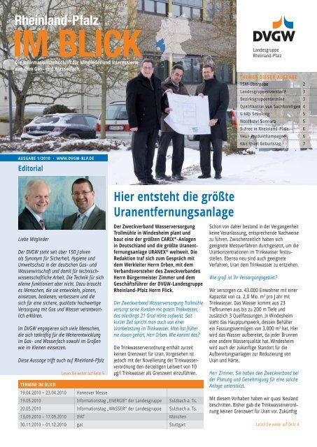 Ausgabe 1/2010 (PDF, 594 KB) - DVGW Rheinland-Pfalz