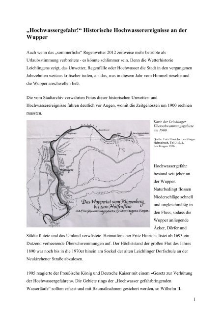 „Hochwassergefahr!“ Historische ... - Leichlingen