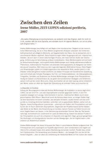 Zwischen den Zeilen - Andrea Wolfensberger