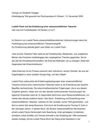 Elizabeth Hoegger: Denken im Kollektiv. Ludwik Fleck ... - Entresol