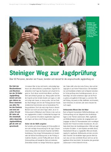 Pfalzbrief - Steiniger Weg zur Jagdprüfung (621 ... - Kanton St.Gallen