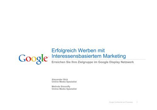 Google Display Netzwerk: Interessentargeting ... - smartvertise