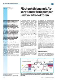 Flächenkühlung mit Ab- sorptionswärmepumpen und Solarkollektoren