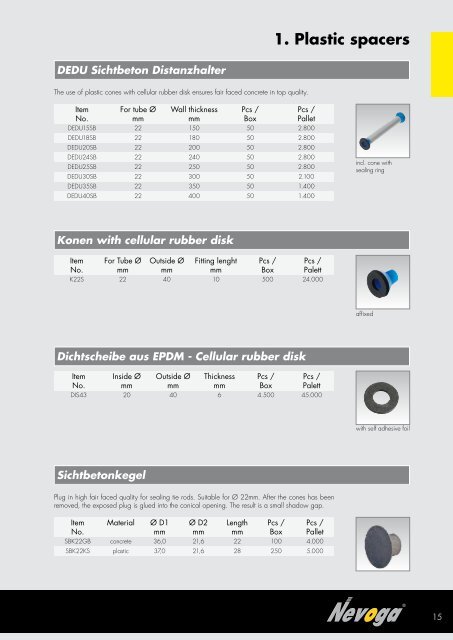 1. Plastic spacers - Nevoga