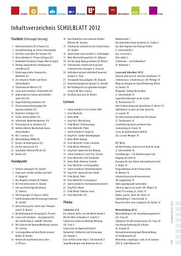 Inhaltsverzeichnis SCHULBLATT 2012 - ALV
