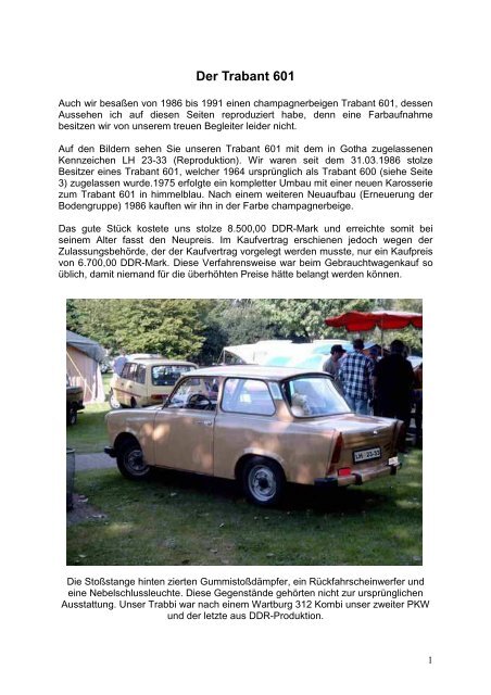 Unser Trabant 601 und Entwicklungen - Andreas-e-koch.de