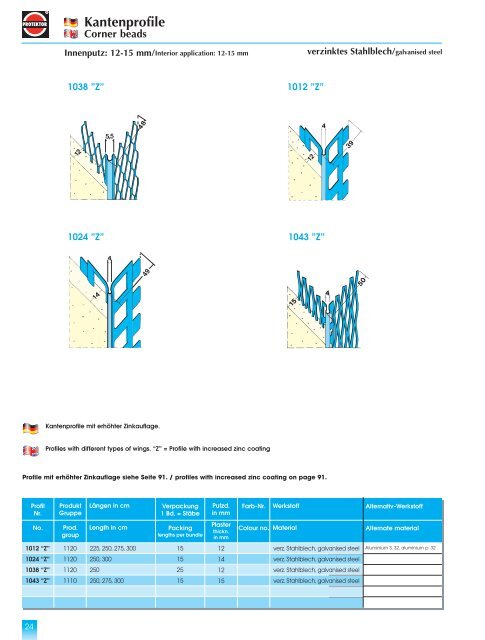 PUTZPROFILE für INNEN uNd AuSSEN PLasTER PROFILEs fOr ...