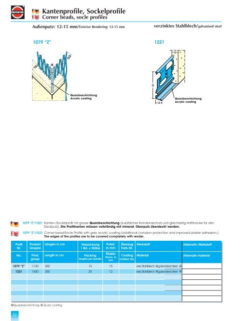 PUTZPROFILE für INNEN uNd AuSSEN PLasTER PROFILEs fOr ...