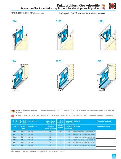 PUTZPROFILE für INNEN uNd AuSSEN PLasTER PROFILEs fOr ...