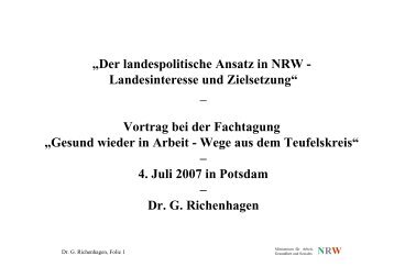 „Der landespolitische Ansatz in NRW - Landesinteresse und ...