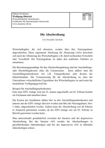 Die Abschreibung - Wolfgang Dittrich