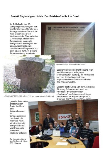 Projekt Regionalgeschichte: Der Soldatenfriedhof in Essel
