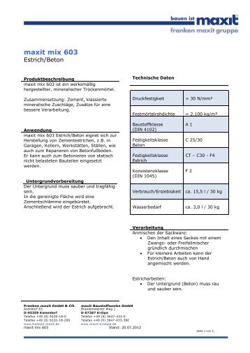 maxit mix 603 - maxit Baustoffwerke GmbH