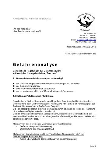 Gefahrenanalyse - AQUATICA