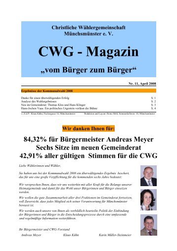 CWG Magazin Nr. 11 - CWG Münchsmünster