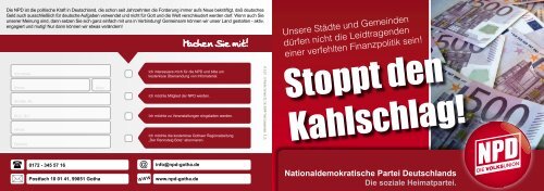 Flugblatt “Stoppt den sozialen Kahlschlag” - NPD Kreisverband Gotha