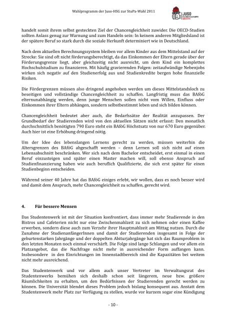 Wahlprogramm der Juso-Hochschulgruppe 2011 - Jusos ...