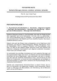 Psychopathologie 1 - Arbeitsgemeinschaft Psychosoziale Gesundheit