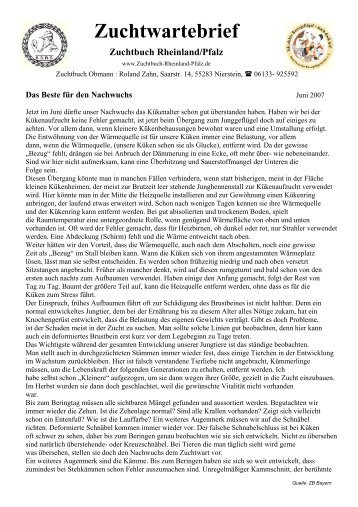 Zuchtwartebrief - Zuchtbuch Rheinland-Pfalz