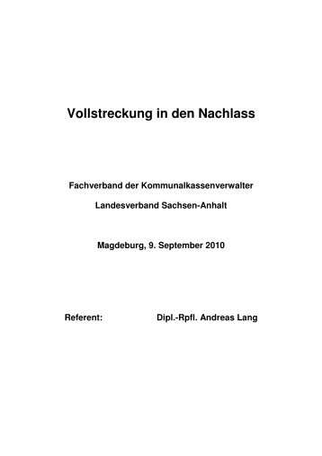 Vollstreckung in den Nachlass - kassenverwalter.de