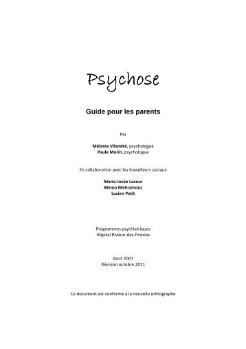 Guide sur la psychose pour les parents - Hôpital Rivière-des-Prairies