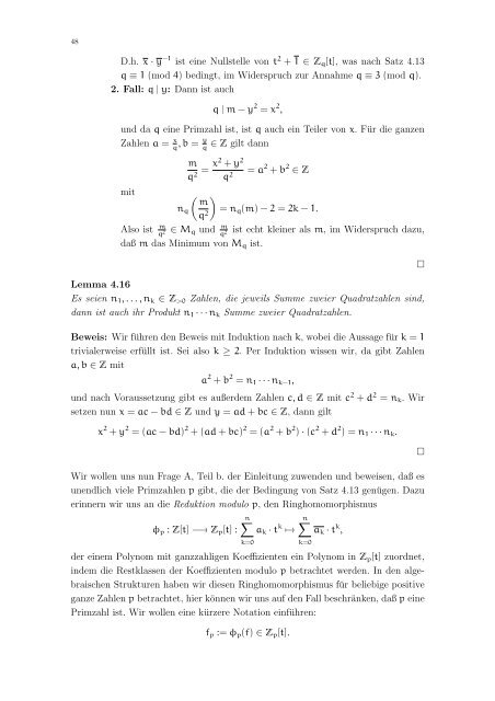 Elementare Zahlentheorie - Fachbereich Mathematik - Universität ...