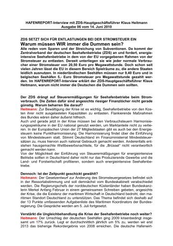 HAFENREPORT-Interview mit ZDS-Hauptgeschäftsführer Klaus ...