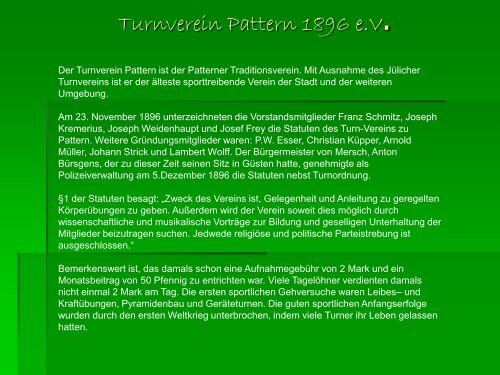 Chronik - Turnverein Pattern 1896 eV