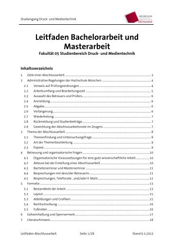 Leitfaden Abschlussarbeit (Stand 6.3.2013) - und Medientechnik ...