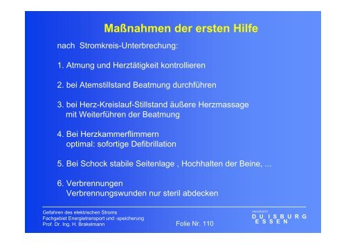 Gefahren des elektrischen Stromes - University Duisburg-Essen