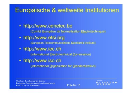 Gefahren des elektrischen Stromes - University Duisburg-Essen