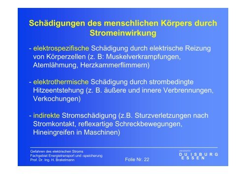 Gefahren des elektrischen Stromes - University Duisburg-Essen