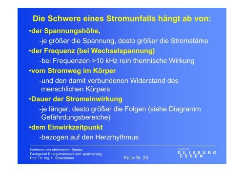 Gefahren des elektrischen Stromes - University Duisburg-Essen