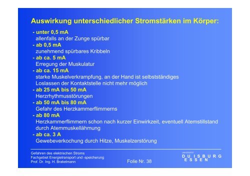 Gefahren des elektrischen Stromes - University Duisburg-Essen