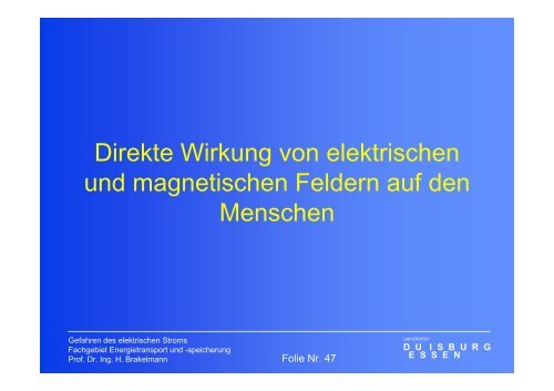 Gefahren des elektrischen Stromes - University Duisburg-Essen